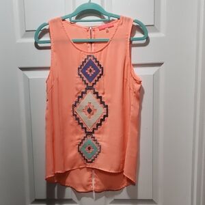 Lulumari Coral Geometric Sleeveless Blouse